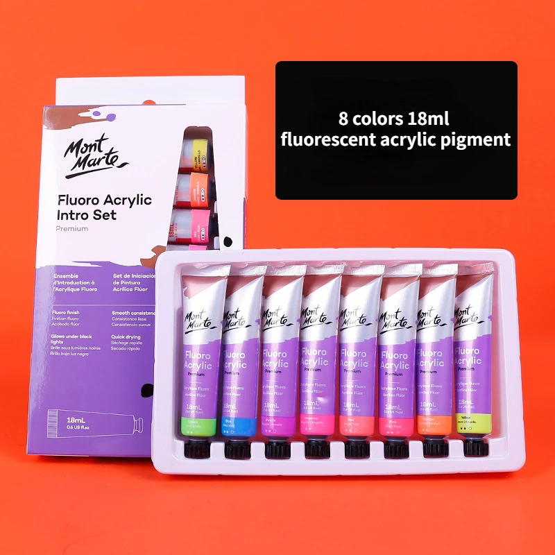 

8color 18ml Fluorescent/Metallic/Conventional Acrylic Pigment Set Beginner's Hand Painting Tube Packaging Student Painting