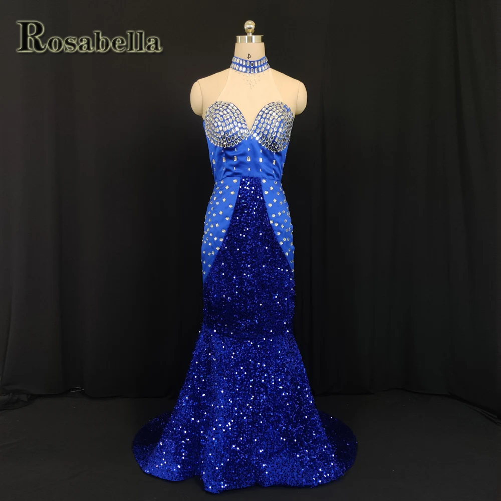 

Blue Sequin Dot Aline Evening Dresses Homecoming Special Occasion Prom Women Civil Cocktail Party Custom Made Robe De Soiree