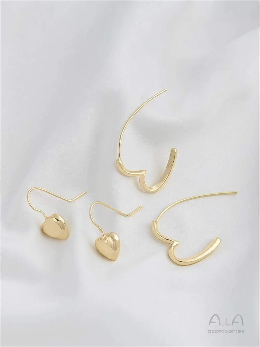 Серьги в форме персикового сердца из 14-каратного золота крючки для ушей Love легкие