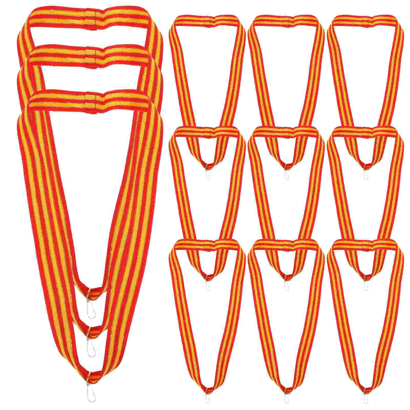 

12 Pcs Lanyards Sport Party Medal Ribbon Sports Meeting Gold Thread Supply Competition Neck Straps Clips
