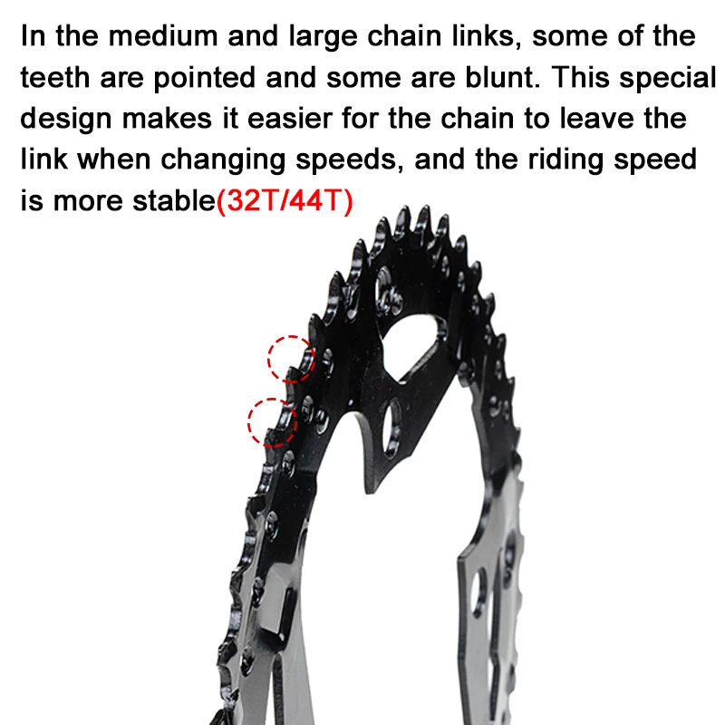 104/64BCD MTB Chainring 3*9speed 3*10speed Bicycle Chainwheel 22T 24T 32T 42T 44T Triple Bike Plate Crankset Chain Ring Part on переводится на русский язык следующим образом:104/64BCD MTB Звезда цепи 3*9скоростей 3*10скоростей Велосипедный звездочник 22T 