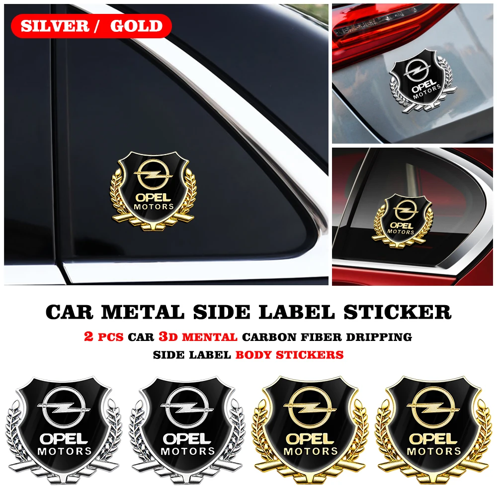 

2PCS 3D Metal Car Side Door Badge Emblems Stickers Car Decals For Opel Astra H G Insignia Mokka Zafira OPC