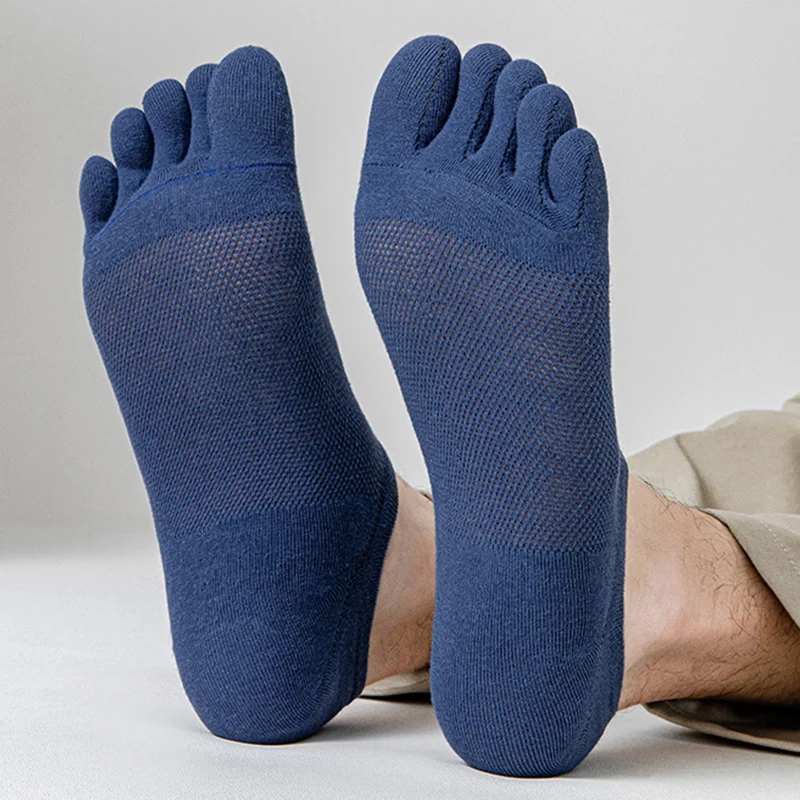 Fashion Men Boats Socks Cotton Breathable Sweat-absorbing Open Toe Invisible Ankle Short Socks Male Elastic Low Cut Sock 1pair