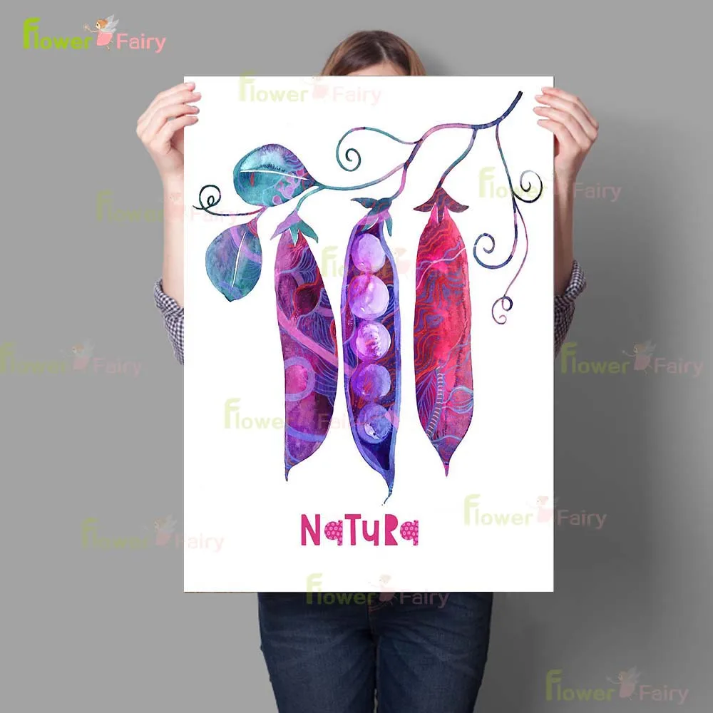 Настенный плакат с акварелью фруктами и искусственными листьями Картина на