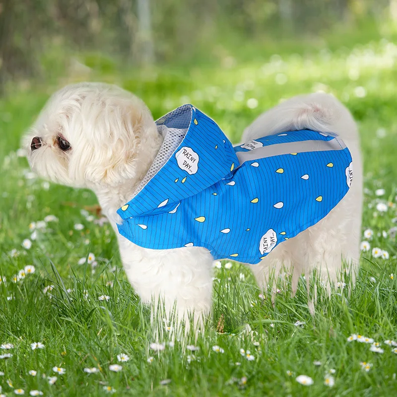 

Dog Raincoat Small Dog Teddy Corgi Two-Legged Waterproof Raincoat Rain Proof Breathable Portable Printed Reflective Raincoat