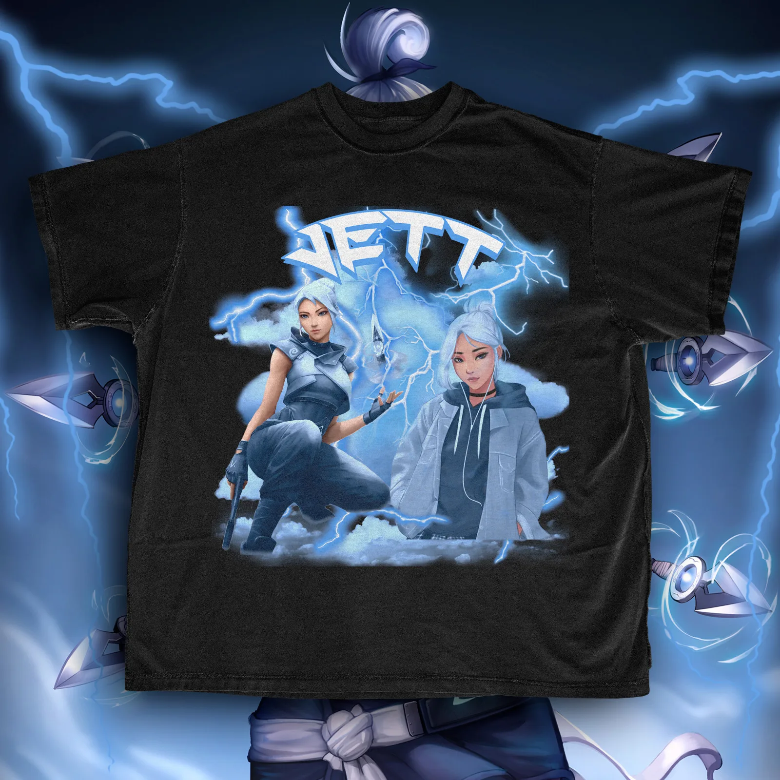 Футболка Valorant Jett в винтажном стилеПодарки для геймеров