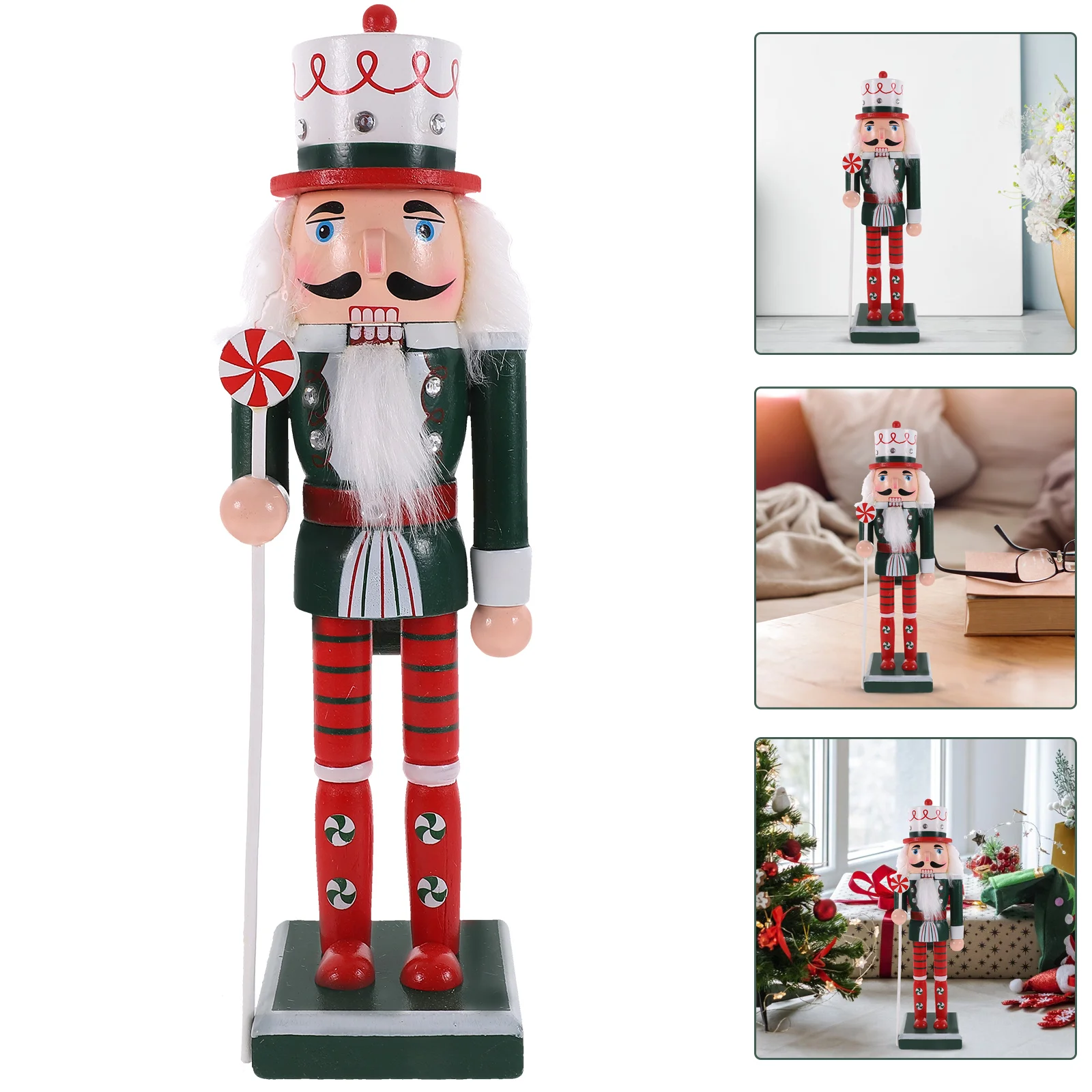 

Wooden Christmas Nutcracker Figures Nutcracker Peppermint Soldier Statue Traditional Gingerbread Nutcracker Puppet Doll Toy
