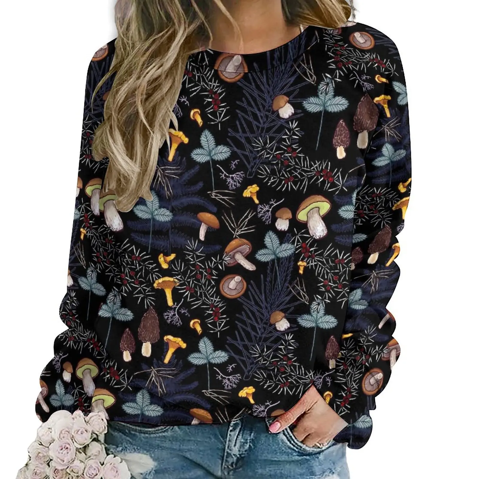 

Dark Wild Forest Casual Hoodies Winter Mushrooms Print Y2k Hoodie Women Long Sleeve Oversized Hip Hop Design Sweatshirts