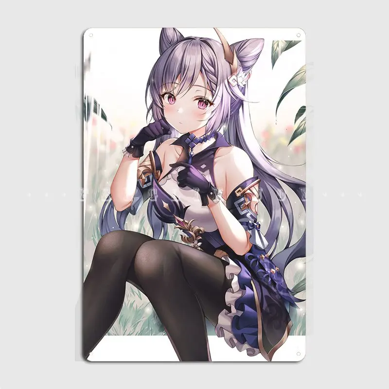 

Genshin Impact Keqing Poster Metal Plaque Wall Mural Garage Club Custom Plaques Tin Sign Posters