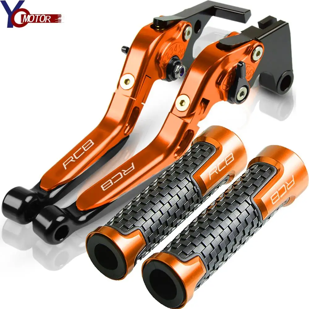 

Motorcycle Accessories Folding Extendable Brake Clutch Levers and handlebar grips FOR RC8 RC 8 2009-2012 2013 2014 2015 2016