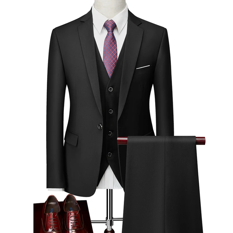 Пиджак + брюки жилет/Новинка 2022 мужские деловые облегающие костюмы свадебный