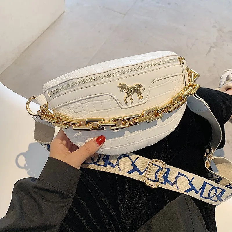 New Chain Fanny Pack Women Luxury Brand Chest Pack Mini Female Belt Bags Leather Waist Bag Fashion Ladies Shoulder Crossbody Bag