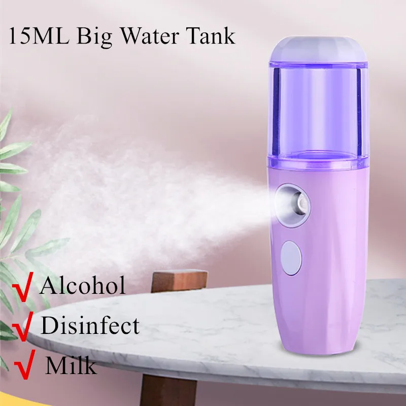 

USB Rechargable Humidifier Air Diffuser Handheld Water Ultrasonic Nano Essential Car Oil Steamed Face With Light For Home