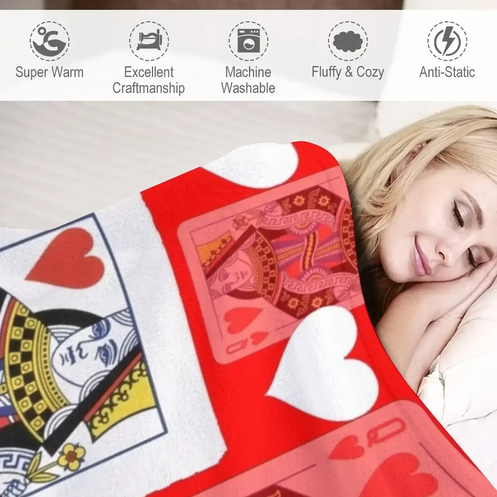 Одеяло RED-WHITECASINO QUEEN HEART PLAYING CARDS теплое зимнее одеяло из фланелевой ткани