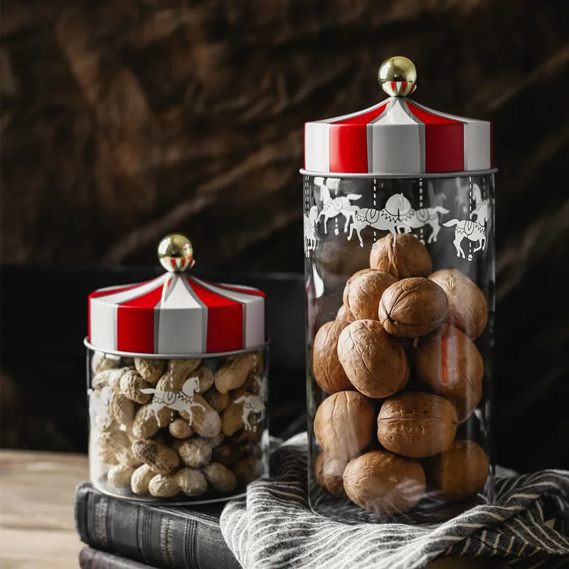 

Glass Container Sealed Snack Coffee Food Storage Cookie Glass For Moisture Jars Beans Food Proof Bottle Carousel Jar Creative