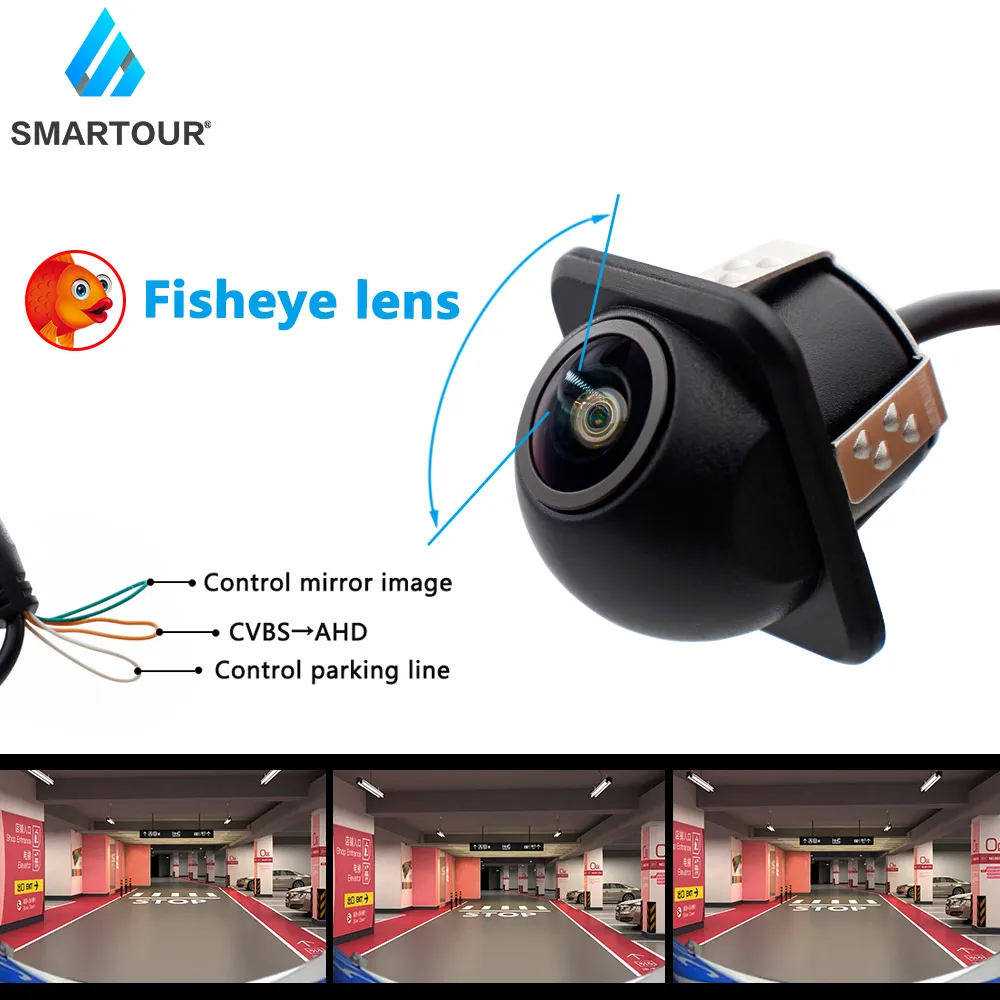 

SMARTOUR AHD CVBS 720P Vehicle Rear View Camera Car Reverse Black Fisheye Lens Night Vision Waterproof Universal CCD Parking