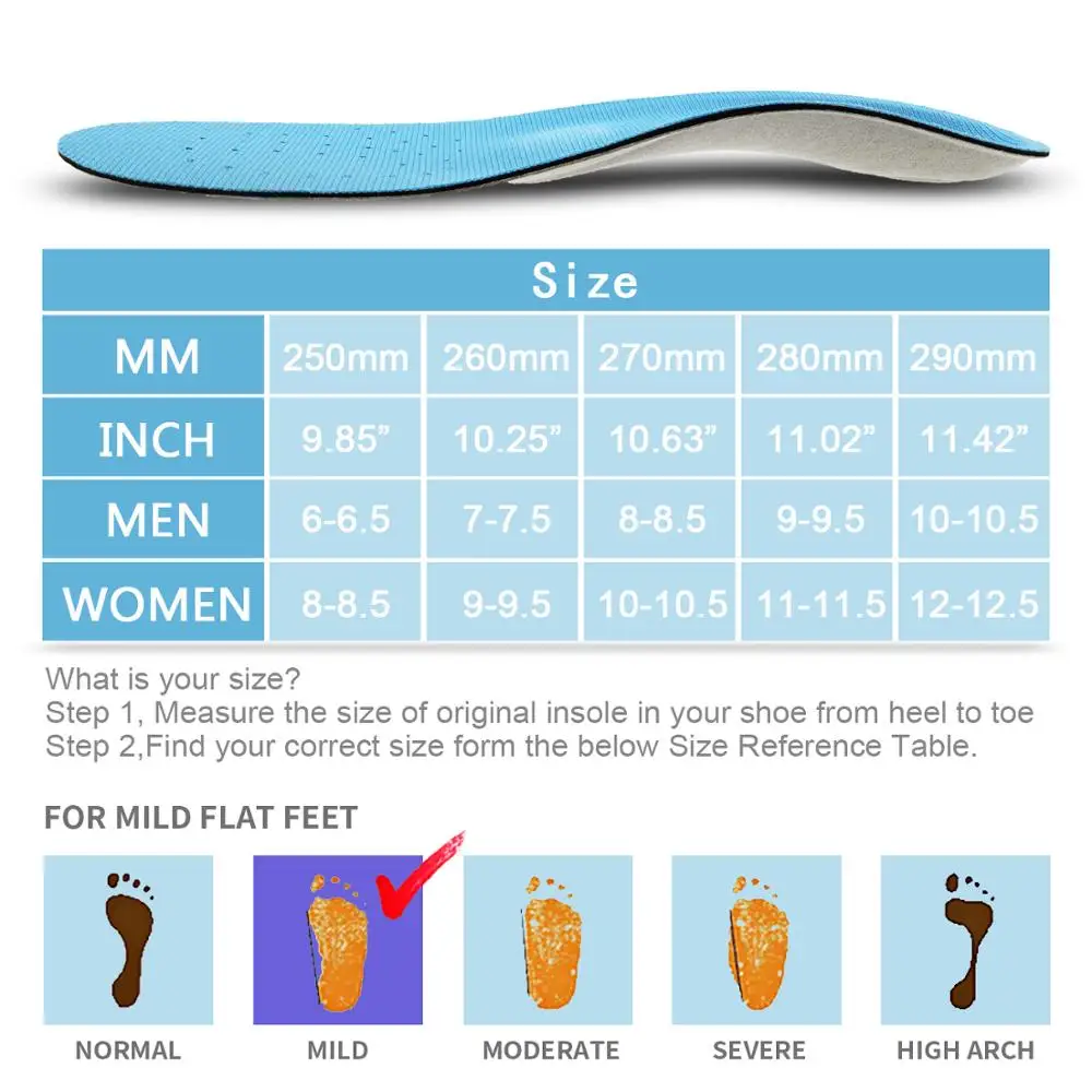 PCSsole ultra thin Flat Feet orthotic insoles arch support orthopedic inserts Plantar Fasciitis Feet Pain,Pronation 102