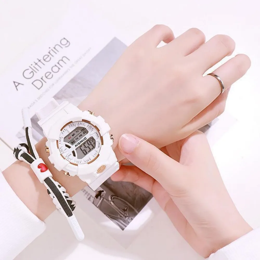 Ins Fashion LED Multifunction Date Clock Stopwatch Electronic Watches Big Dial Digital Sport Watch For Women Girl Boy Student