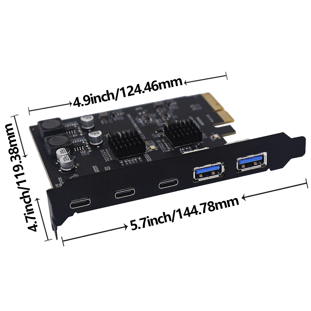 Плата расширения TISHRIC 10 Гбит/с USB3.2 плата PCIE 2X 4X на Type C USB 3 2 контроллер ASM3142 PCI-E Express 8X