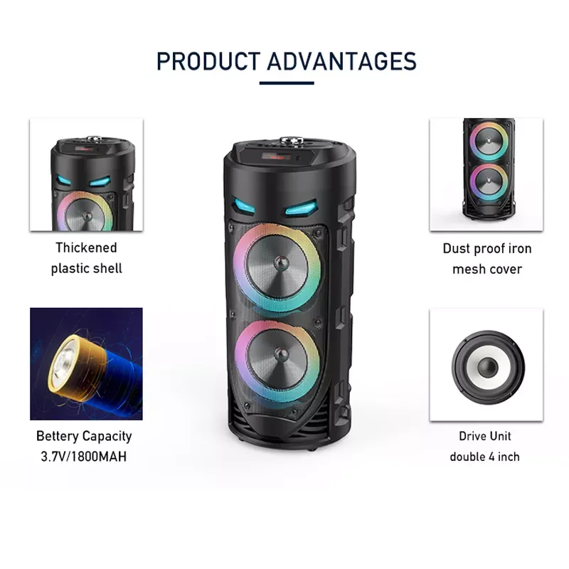 

2023New New 30W Portable Bluetooth Speaker Wireless Column Big Power Stereo Subwoofer Bass Party Speakers with Microphone Family