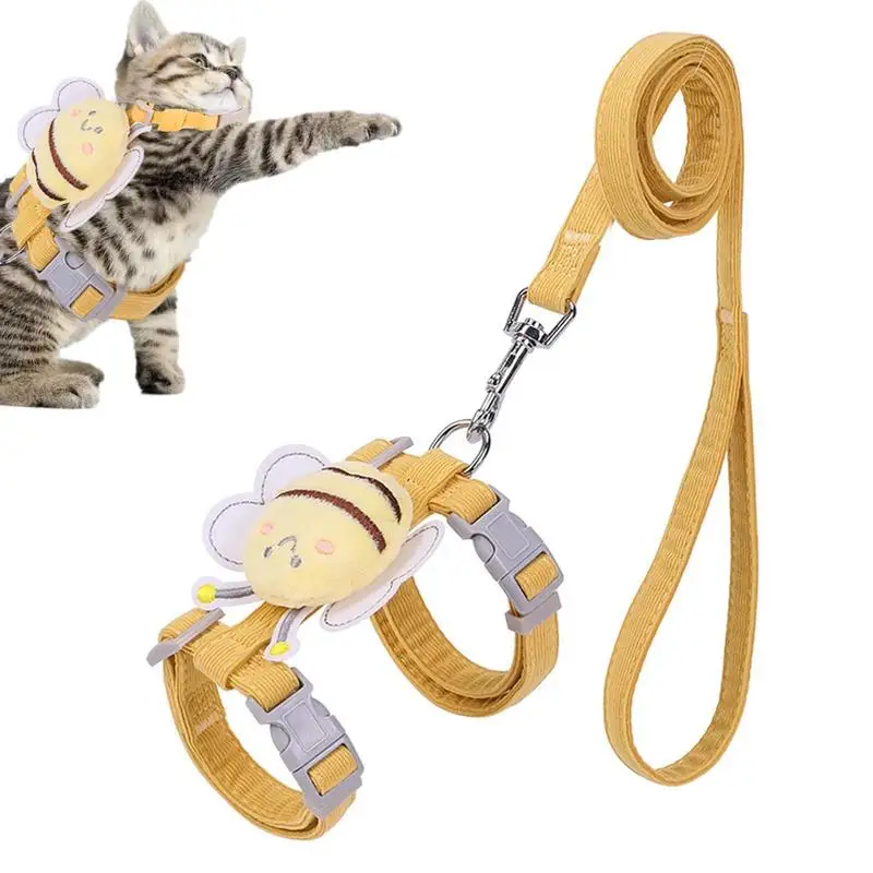 

Cat Harness And Leashs Polyester Mesh Cat Harness And Leashs Set Breathable Kitten Collar Necklace For Pet Kitten Easy Control