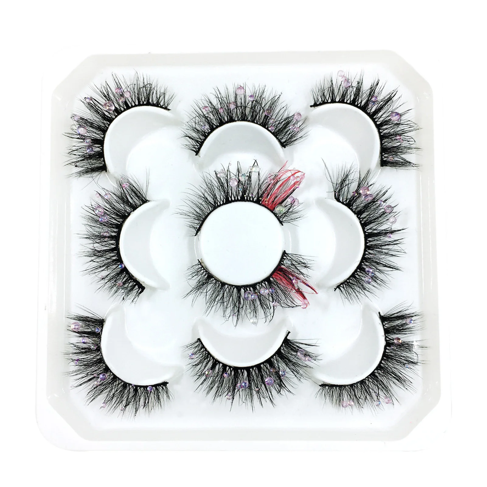 

False Eyelashes 3D Fluffy Color Glitter Eyelashes Tears Color Glitter Pearl 3D False Eyelashes Curled Exaggerated Comfortable