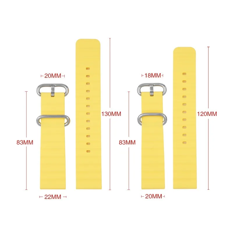 20mm 22mm Quick Release Spring Bar Silicone Staight End Multiple Colors Smart Watch Band Strap Fits for RLX SKX Watch