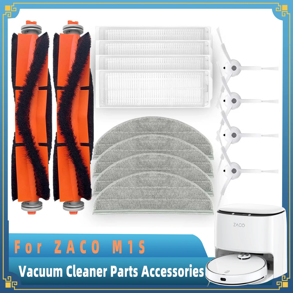 

For ZACO M1S Robot Vacuum Cleaner Replacement Spare Parts Accessories Main Side Brush Hepa Filter Mop Pad