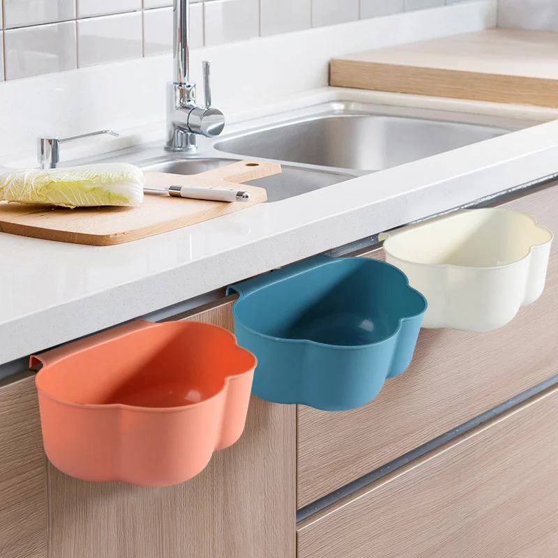 

Cloud Shape Kitchen Hanging Trash Can Desktop Clutter Collection Basket Cabinet Wall Mounted Garbage Bin Container Household