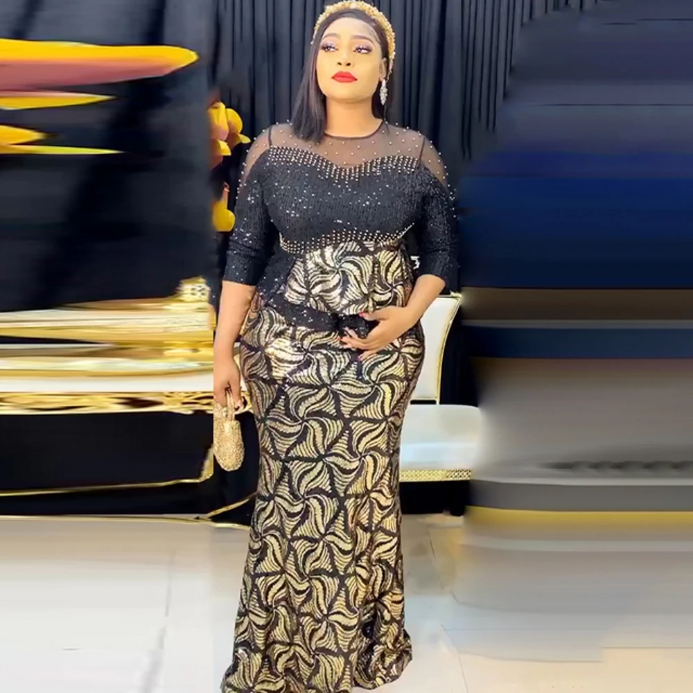 

African Dresses For Women Black Maxi Dresses Africa Clothing Muslim Long Dress High Quality Fashion African Dress For Lady