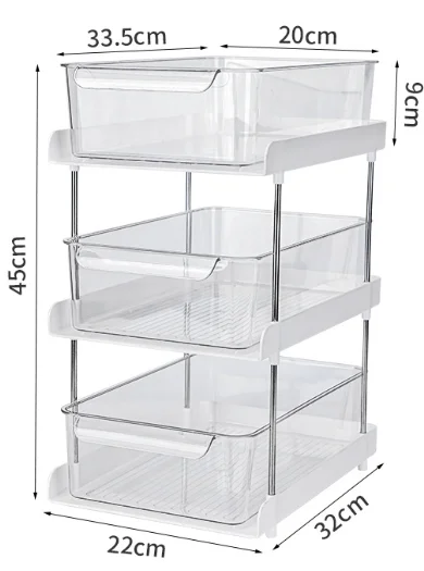 

Elegant Tier Clear Storage and Organization Solution for Your Bathroom, Under Sink Closet, Pantry, Vanity and More, Multi-Purpos