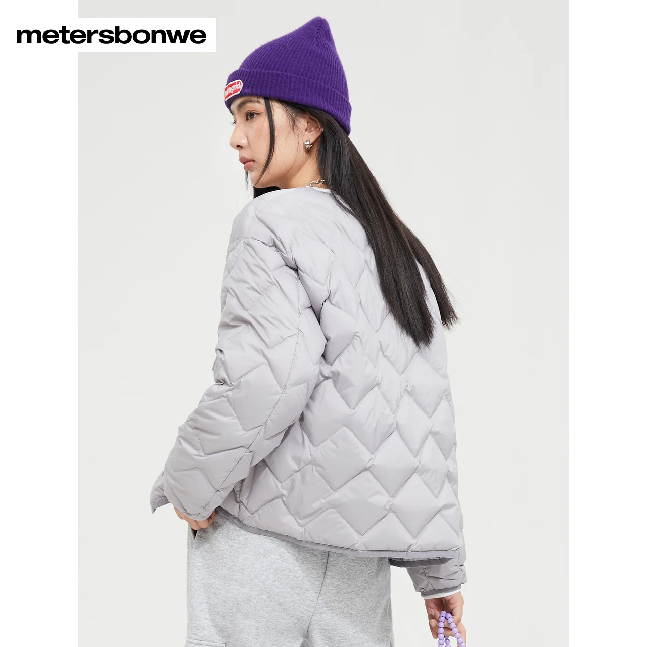 Metersbonwe Women's 22New Collarless Ultra Light Down Jacket Solid Color 90%Duck Down Warm Wear Loose Short Winter Down Jacket