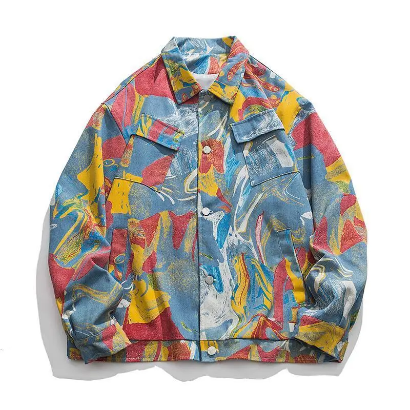 Винтажная джинсовая куртка для мужчин уличная модная одежда в стиле хип-хоп с