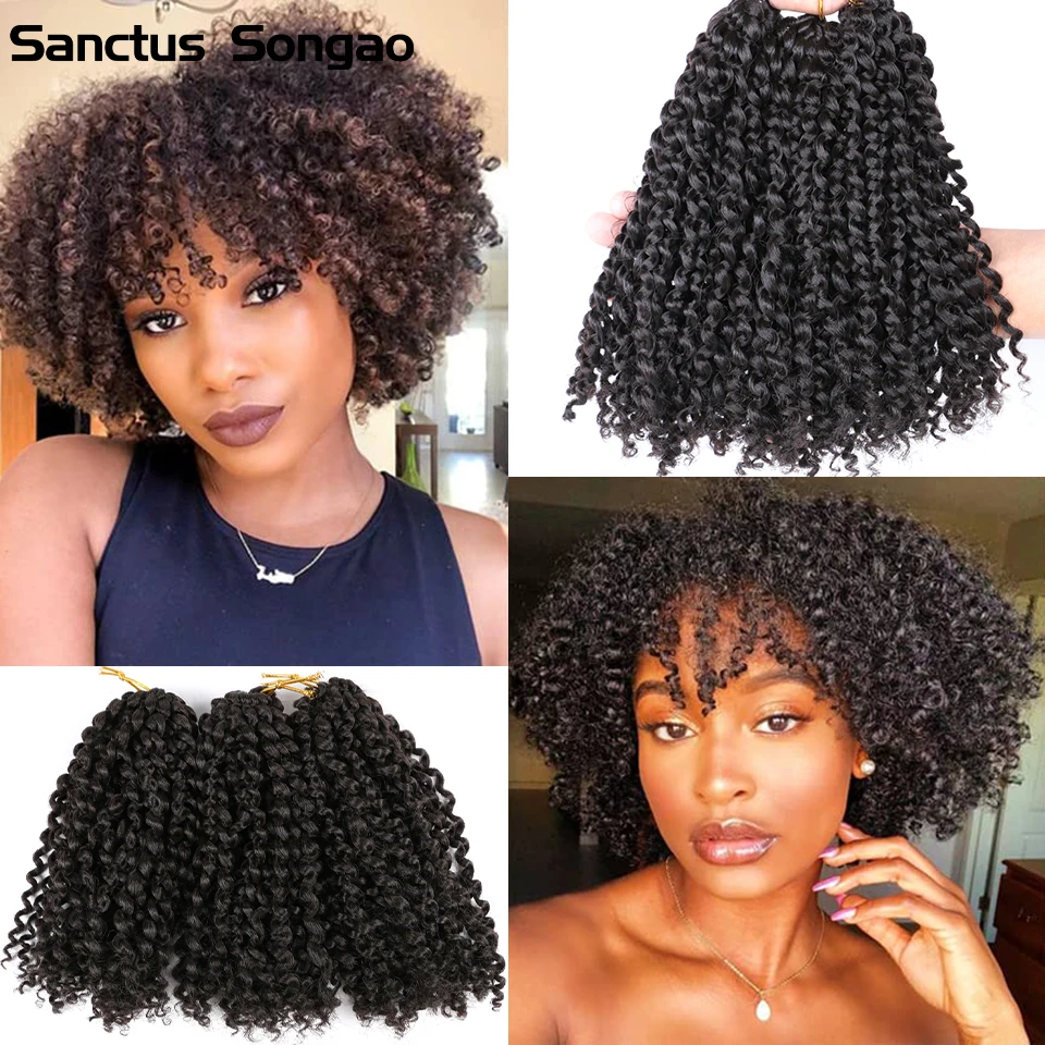 

8 Inchs Marlybob Crochet Hair Kinky Curly 1-12 Bundles Short Passion Twist Hair Marlybob Crochet Braids Jerry Curly Crochet Hair