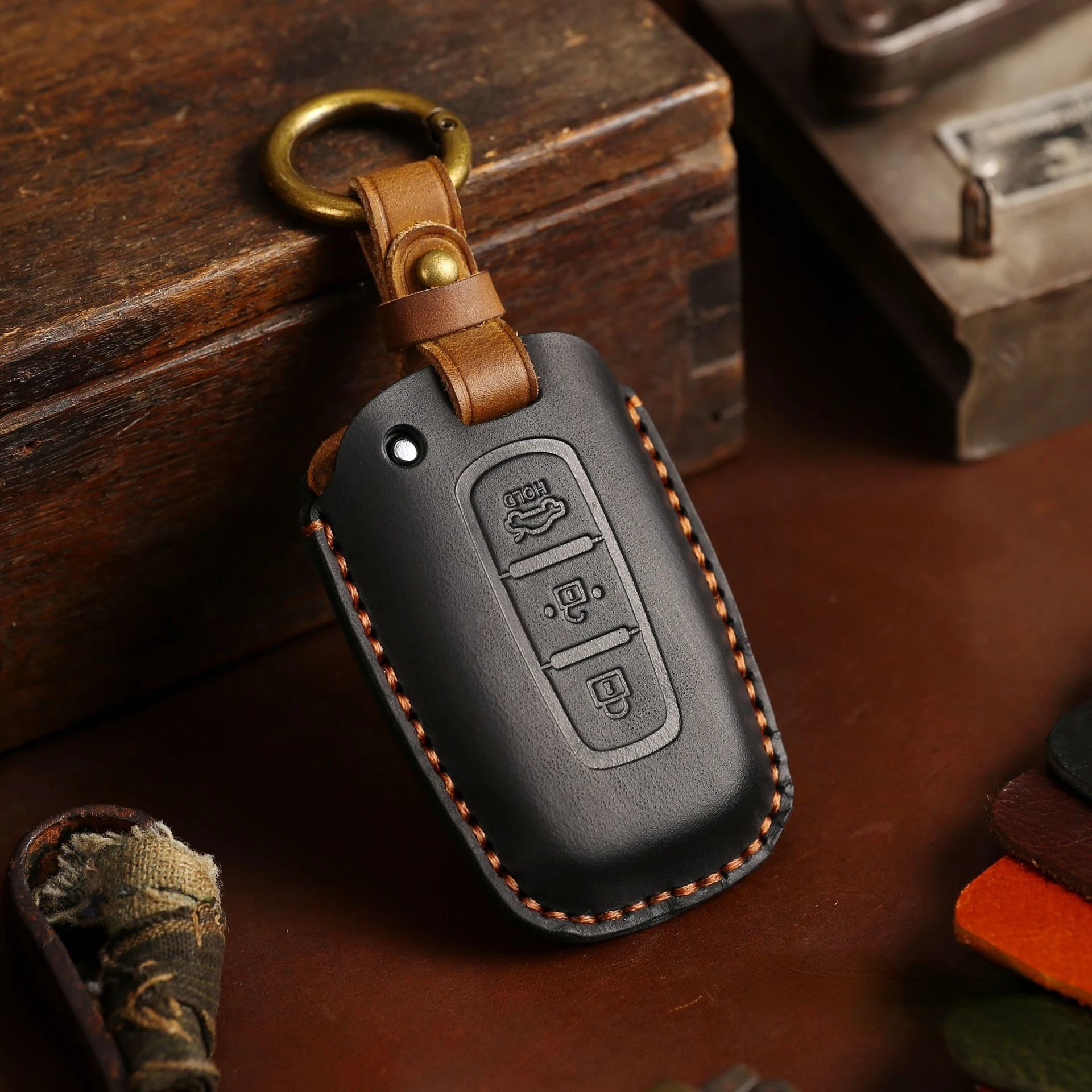 

Leather Car Key Case Cover for Kia Sportage K5 K2 Sorento Optima Forte
