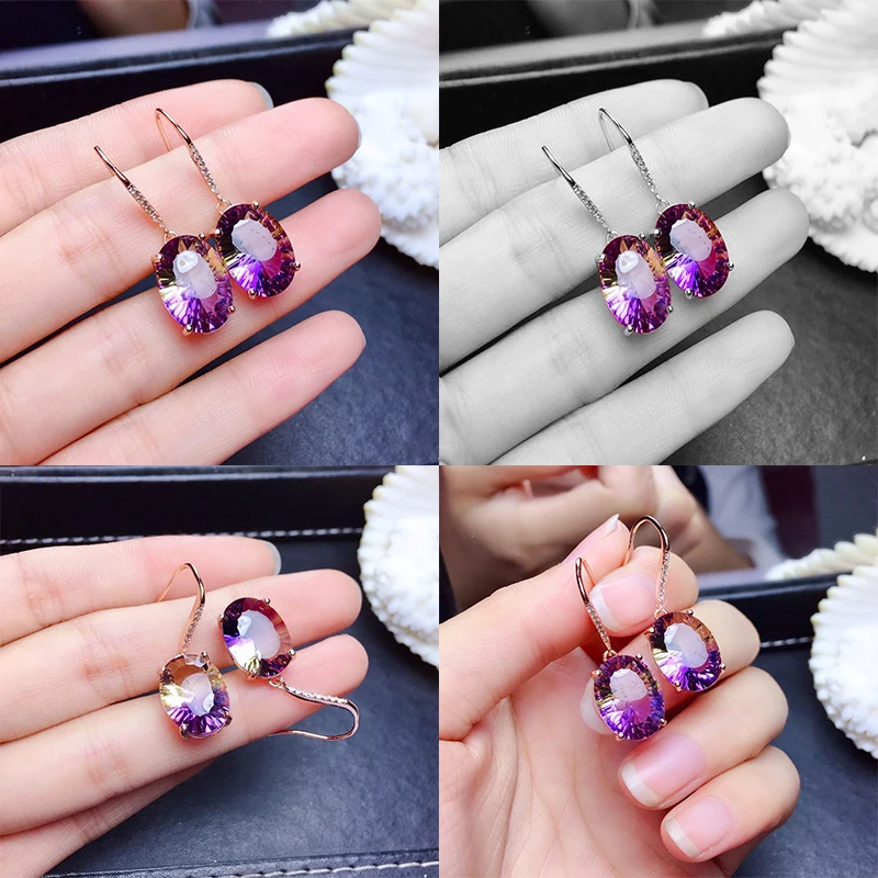 

Женские серьги из серебра 925 пробы, с аметистом
