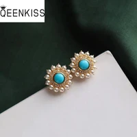qeenkiss eg5235 fine jewelry wholesale fashion woman bride girl mother birthday wedding gift vintage round 24ktgold studearrings