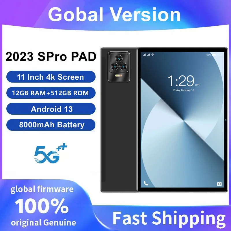 2023 Versione Globale Nuovo Tablet Da 11 Pollici Android 13.0 12Gb Ram 512Gb Rom 13Mp + 15Mp 10 Core 8000Mah 4G/ 5G Tablet Wifi Di Rete