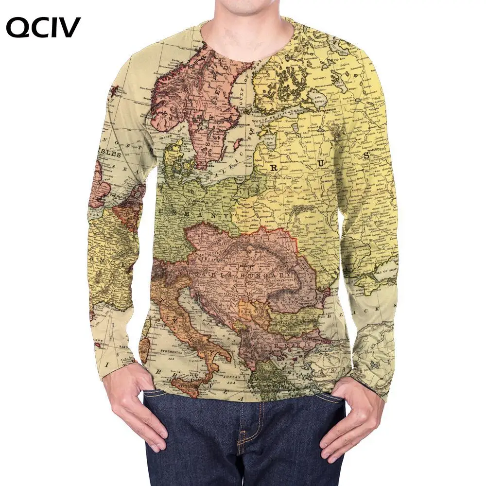 

QCIV карта мира стандартная ретро 3d Футболка с принтом графика аниме одежда Harajuku Смешные футболки мужская одежда Новинка