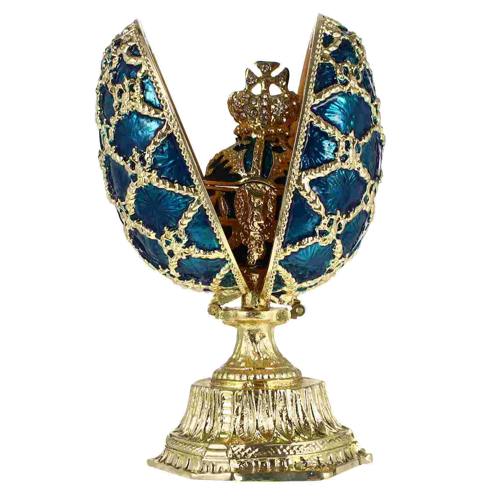 

Box Trinket Egg Eggs Jewelry Case Organizereaster Faberge Treasure Holder Ring Storage Metal Gift Ornament Fabregé Boxes