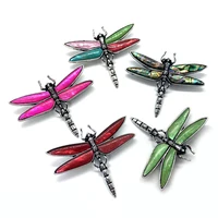 natural shell dragonfly shape brooch necklace pendant abalone shell mother of pearl pendant jewelry making necklace accessories