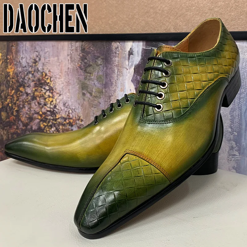 Туфли-оксфорды мужские с разрезом роскошные дизайнерские на шнуровке принтом