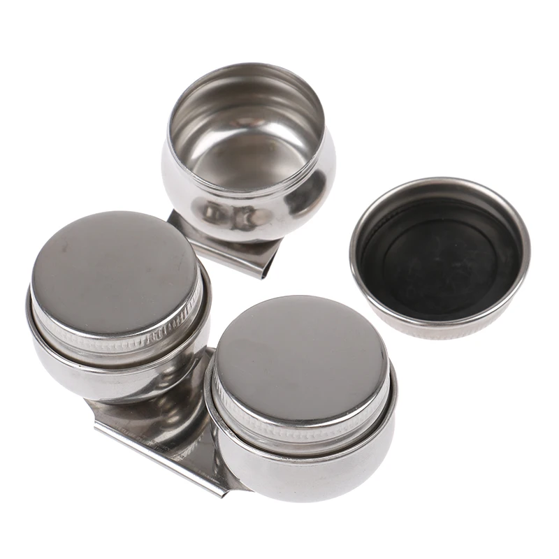 

Stainless Steel Drum Painting Palette Oil Paint Pot Single Double Hole Dipper Oil pot Palette New