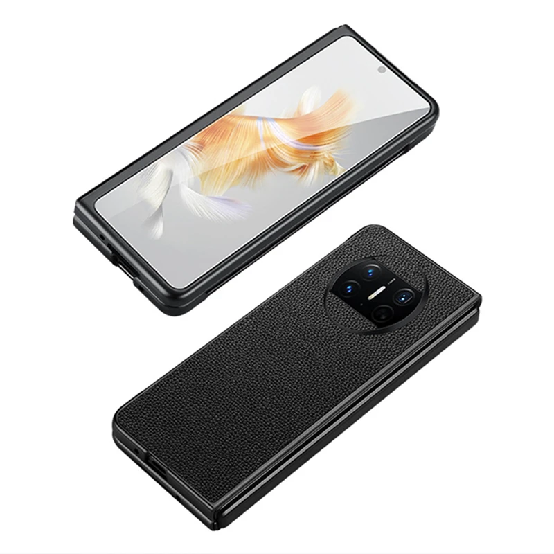 Ультратонкий чехол из натуральной кожи с узором Личи для Huawei Mate X3 XS 2