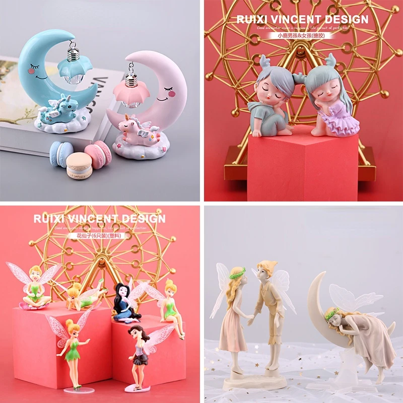 

Fairy Garden Miniature Angel Figurine Unicorn Home Decoration Elf Crafts Micro Landscape Desk Decor Home Car Cake Decor Gifts