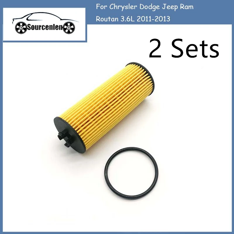 

2 Sets Oil Filter Kits for Chrysler Dodge Jeep Ram Routan 3.6L 2011-2013 68079744AC 68079744AB