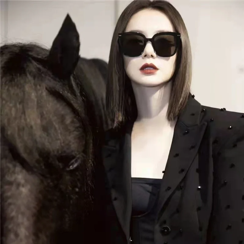 

Очки солнцезащитные для мужчин и женщин UV-400, модные поляризационные квадратные очки с ацетатной оправой, подходят для большого лица, GENLTE ...