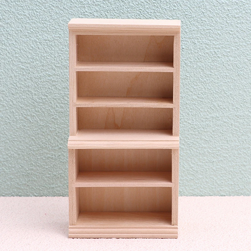 1/12 Dollhouse Miniature Wooden Bookcase Bookshelf Display Cabinet Storage Cabinet Uncoloured Shelf Model Furniture Ornament Toy