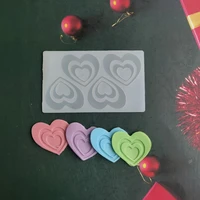 4 cells double heart shaped ring silicone mold cake decorating tools chocolate mould decor muffin pan baking stencil