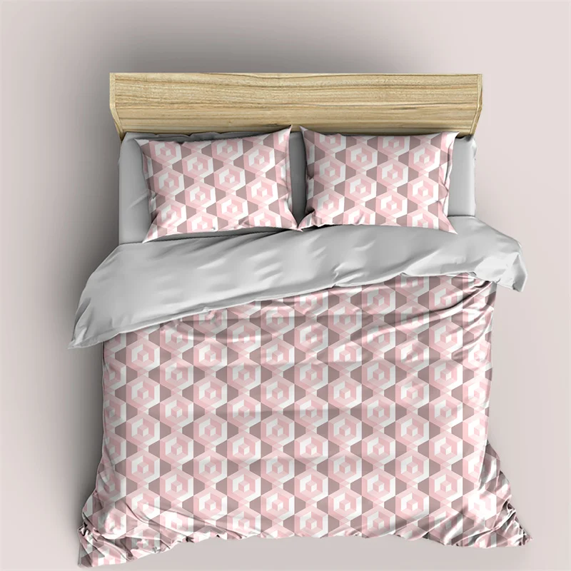 

Geometric Duvet Cover Microfiber Hexagon Print Comforter Cover Abstract Irregular Pattern Bedding Set King For Kids Adults Room